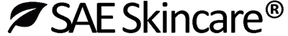 SAE Skincare logo with a leaf symbol